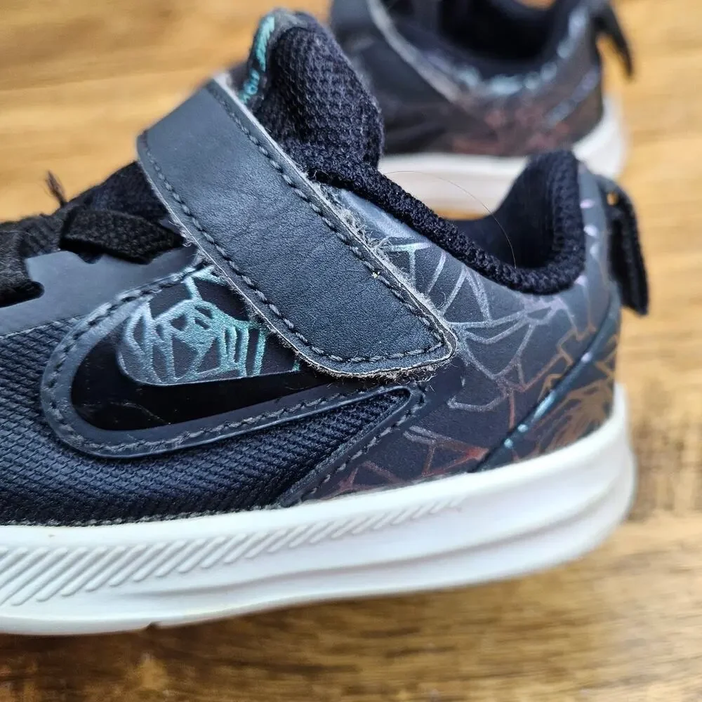 Nike Downshifter 9 Rebel Black hook loop sneaker sz 5 child